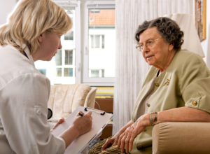 caregiver assessing her patient condition